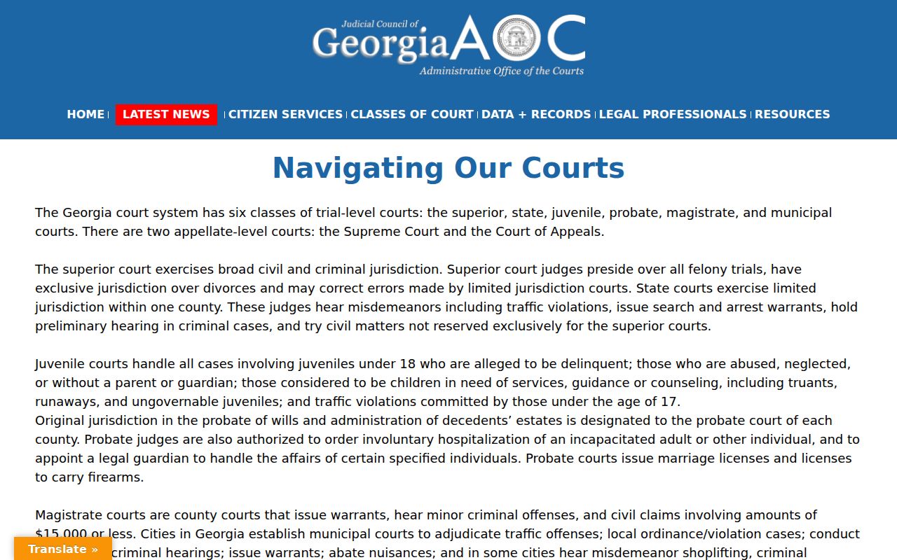 Georgia court structure relevant to Walker County arrest warrants