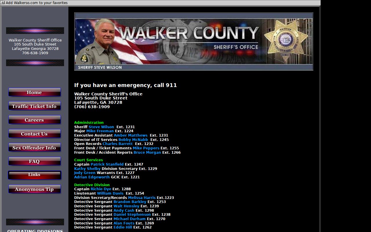 Walker County warrant records Sheriff contact directory
